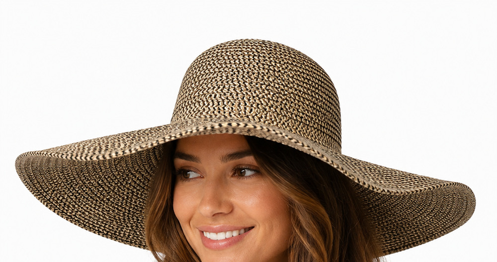 David & Young Packable Wide Brim Straw Sun Hat Women OS Tan Beach Resort